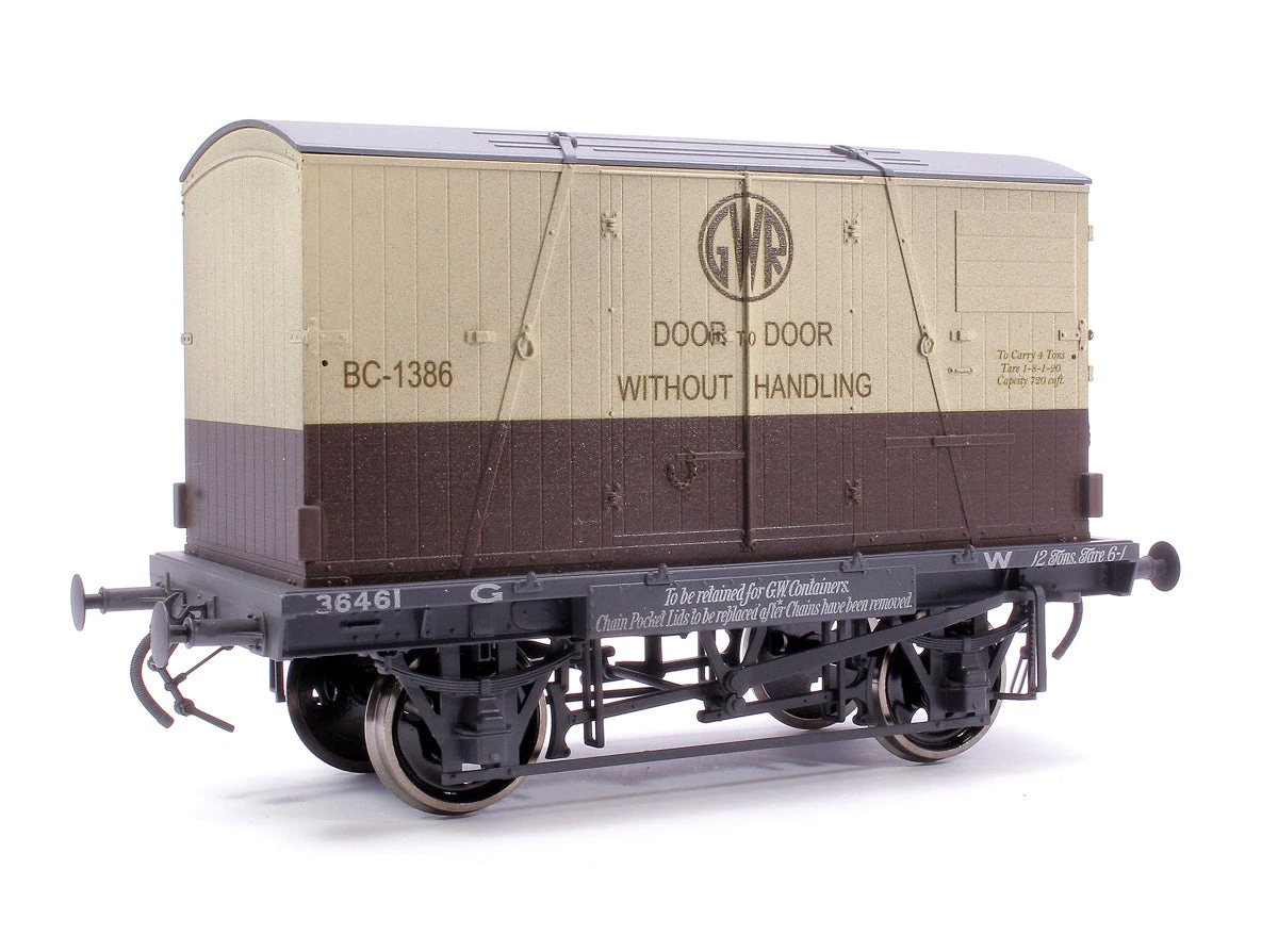 Conflat GWR & 3 Door Container BC-1386 - Weathered 1 Conflat GWR & 3 Door Container BC-1386 - Weathered