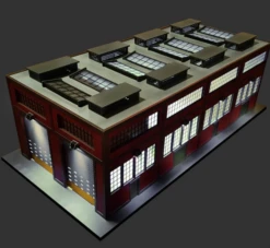 O Scale Dual Stall Modern Engine House W/Motorized Doors Kit