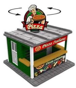 O Scale Pizza Stand W/Rotating Banner And Illumination