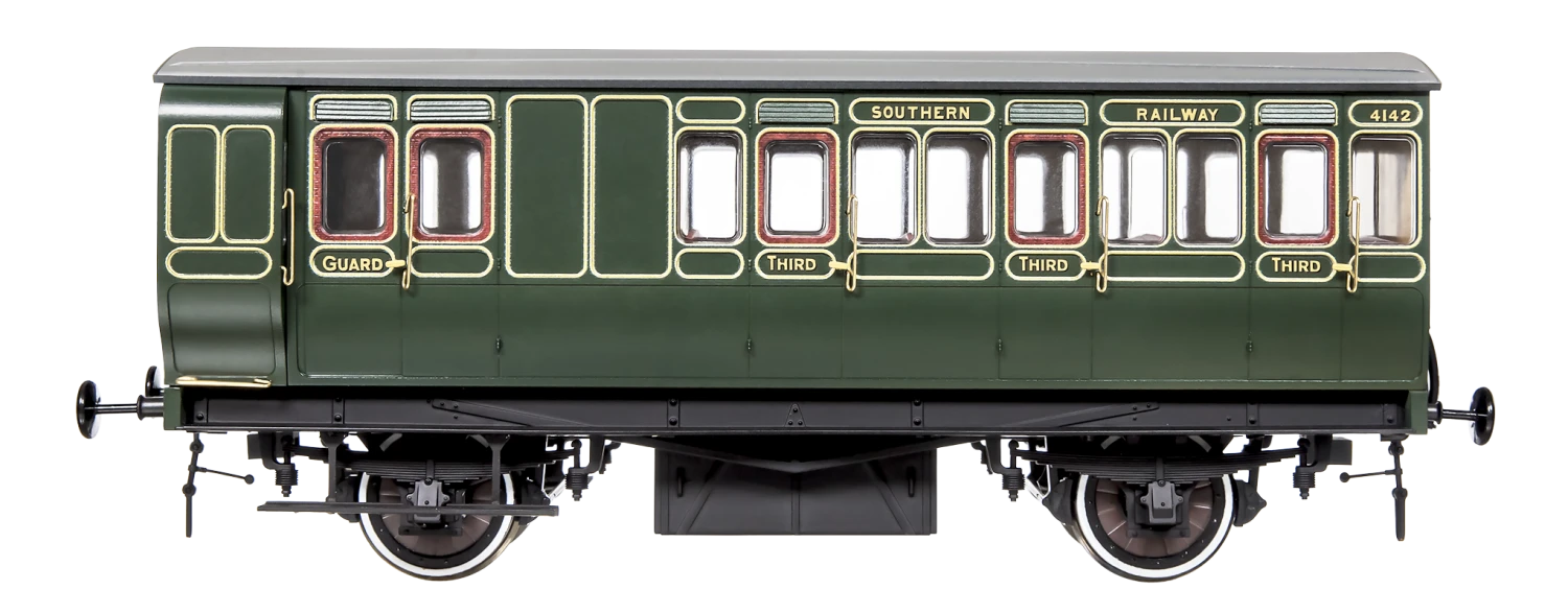 Stroudley 4 Wheel Electrically Lit Brake 3rd Southern Lined Green 4142 - DCC & Light Bar Fitted 1 Stroudley 4 Wheel Electrically Lit Brake 3rd Southern Lined Green 4142 - DCC & Light Bar Fitted